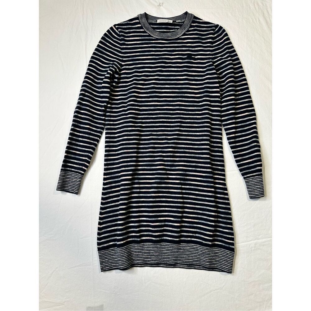 Lacoste striped navy, cream and pink long sleeve dress, size 36 (8)